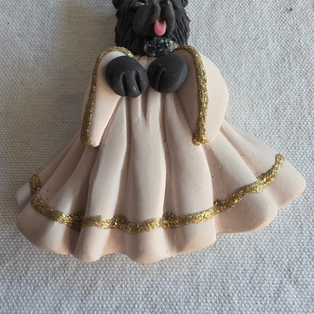 Cecile Baird Handmade Black Dog German Shepherd Angel Ornament Belgian Sheepdog